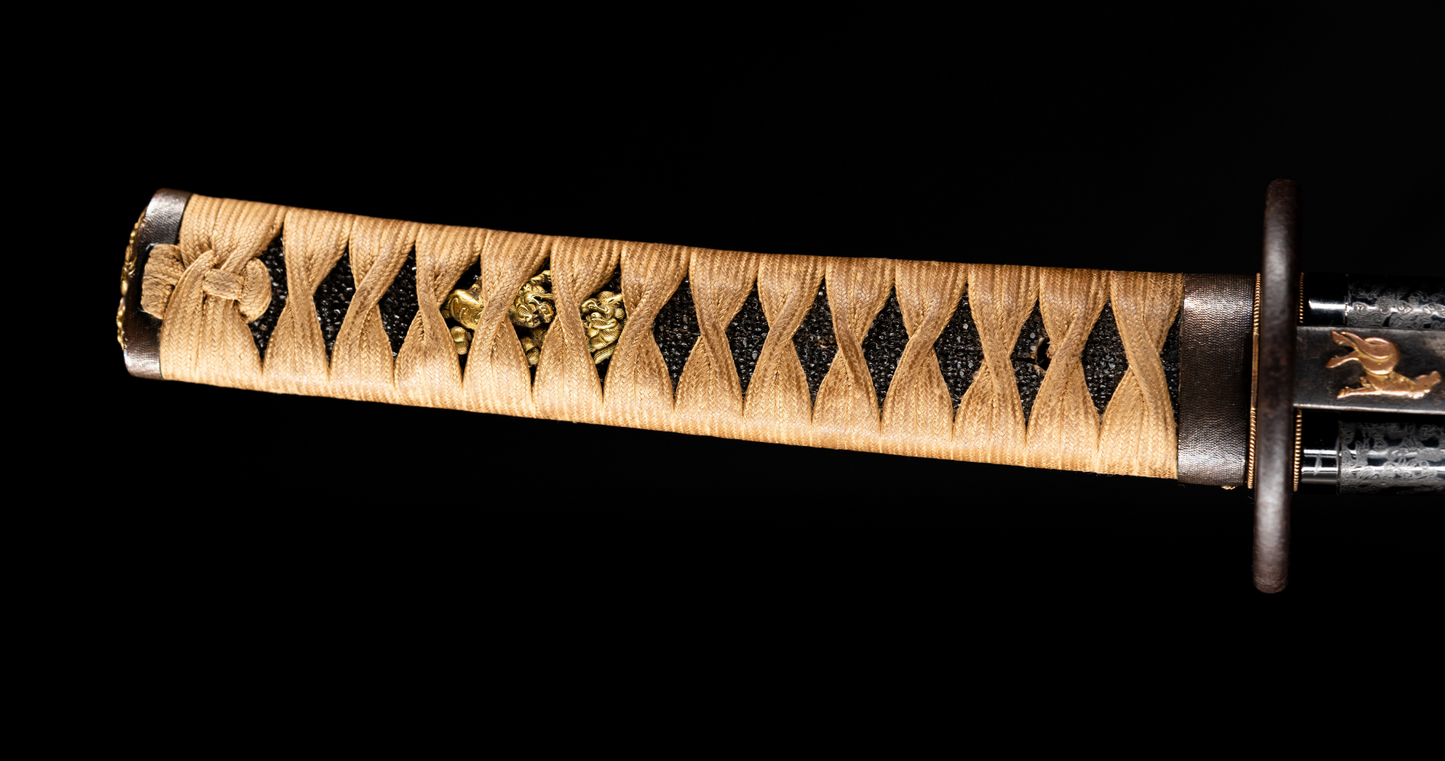 Antique Japanese Sword Wakizashi by Osafune Sukesada with Lion Motif Koshirae - NBTHK Hozon