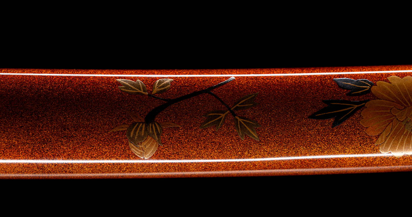 Sabre Antique Japonais Wakizashi Toranba Hamon avec Kogatana & Tsuba en Shakudō