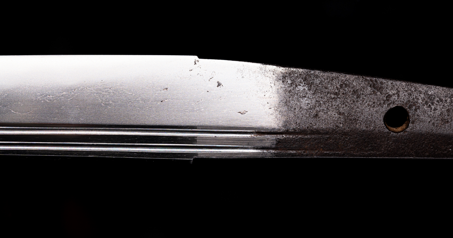 Sabre Antique Japonais Wakizashi Toranba Hamon avec Kogatana & Tsuba en Shakudō