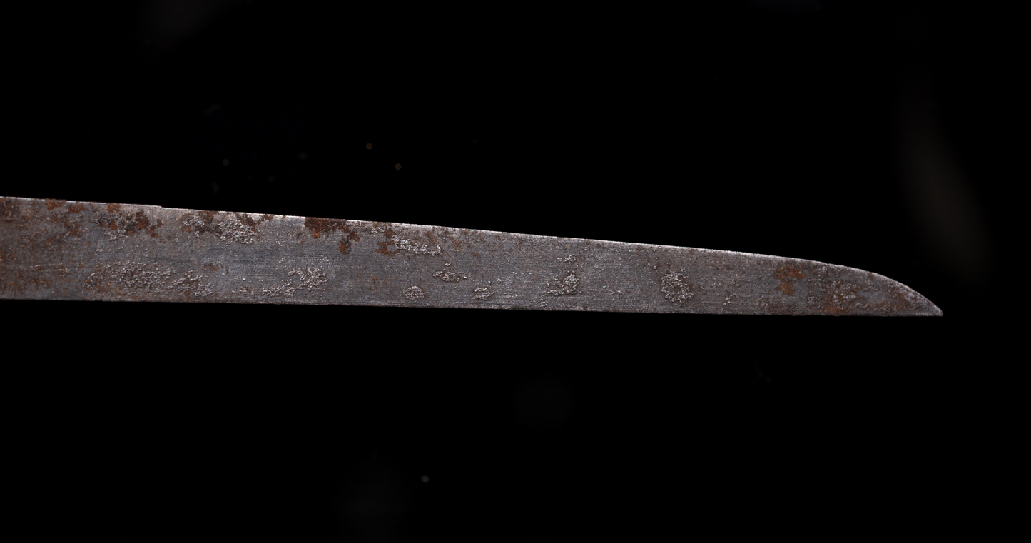 Sabre Antique Japonais Wakizashi Toranba Hamon avec Kogatana & Tsuba en Shakudō
