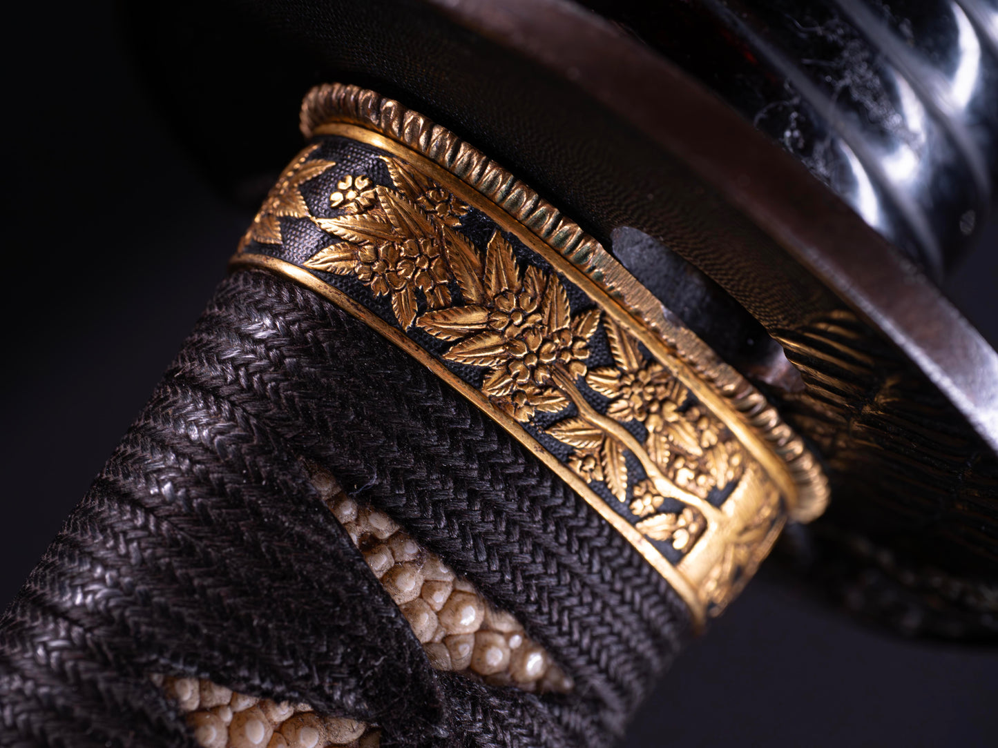 Spada giapponese antica Katana, accessori Shakudo Inro Saya