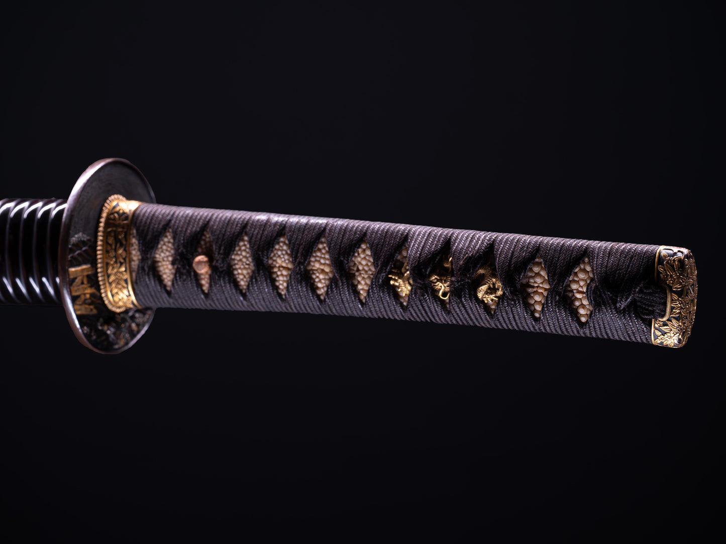 Spada giapponese antica Katana, accessori Shakudo Inro Saya