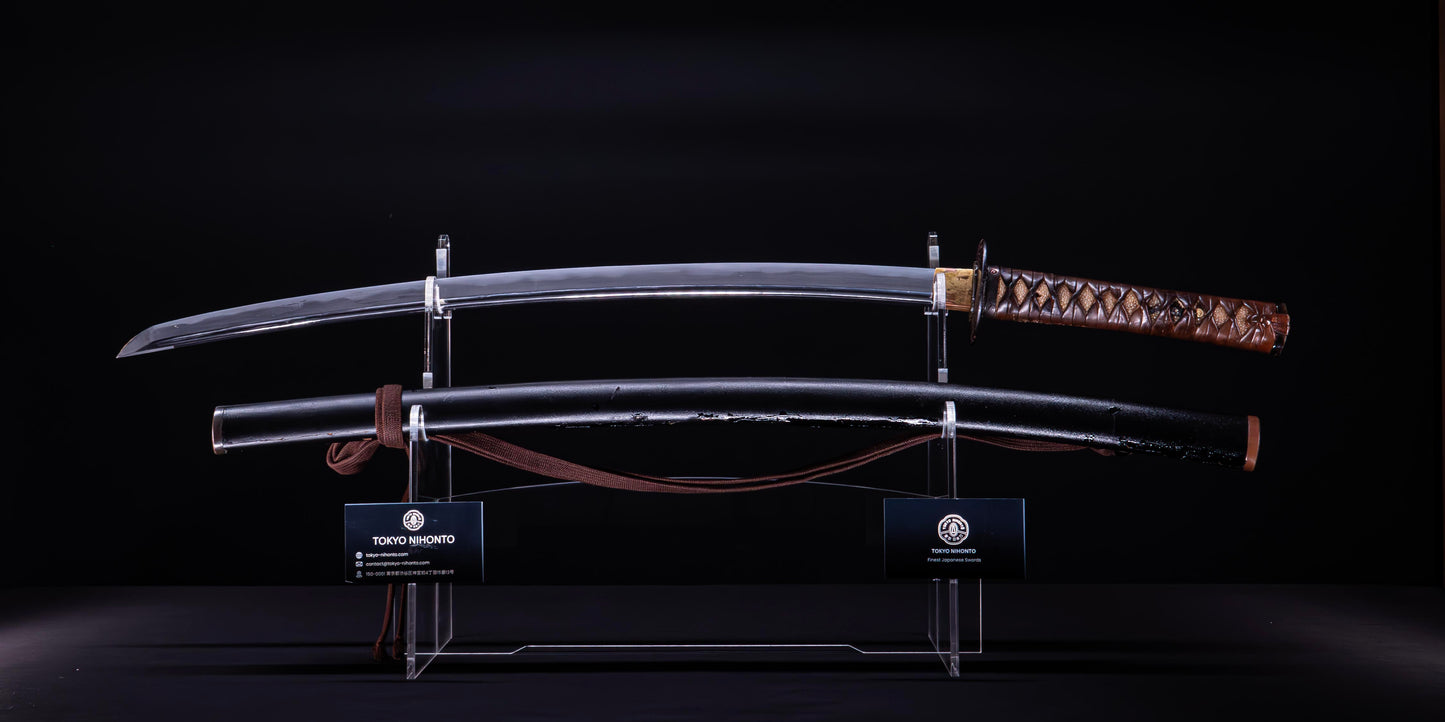 Épée japonaise antique Wakizashi Bo-hi avec Sori de 2 cm