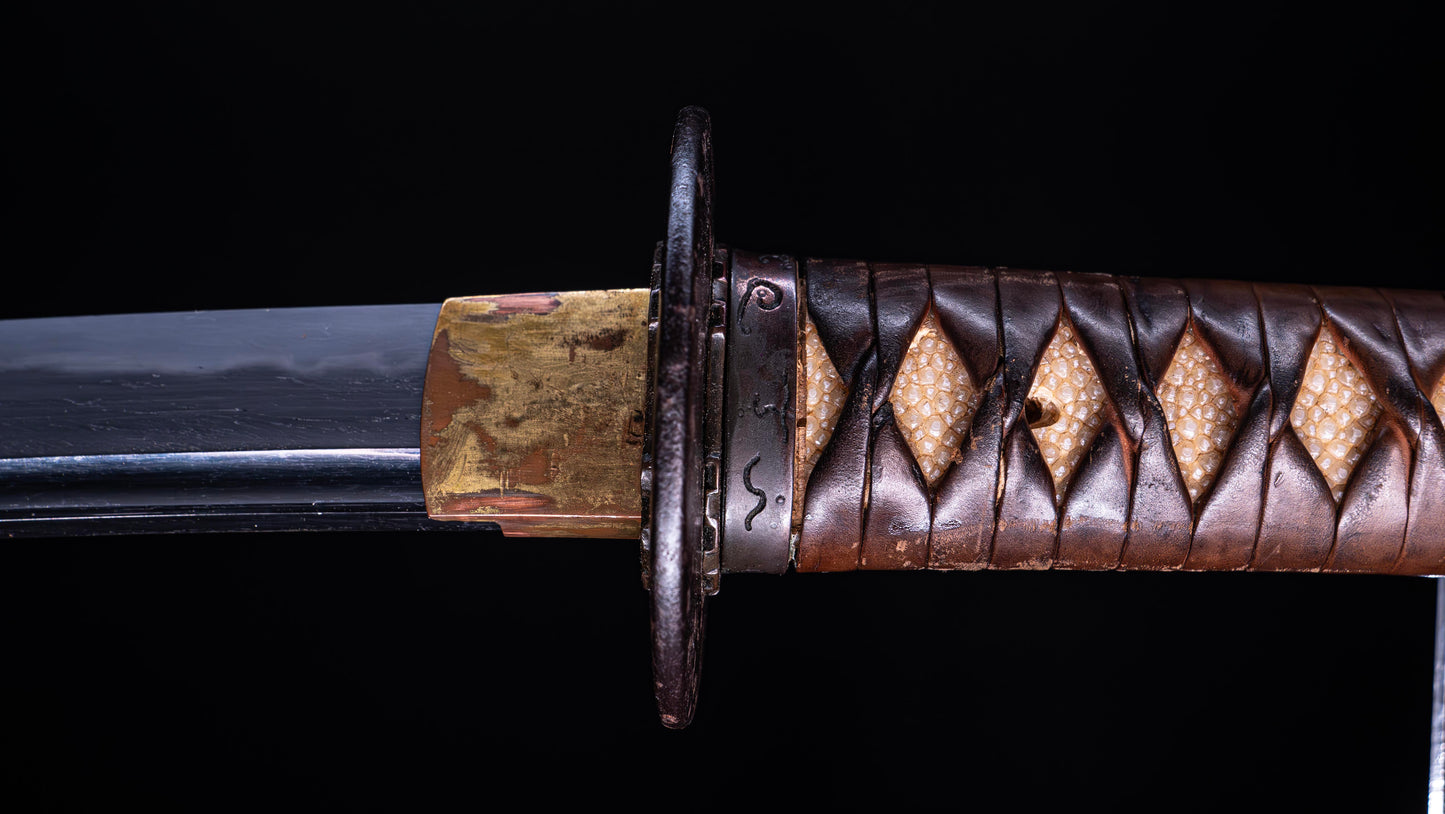 Épée japonaise antique Wakizashi Bo-hi avec Sori de 2 cm