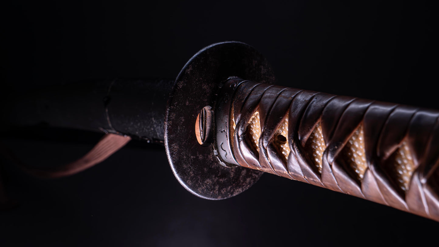 Épée japonaise antique Wakizashi Bo-hi avec Sori de 2 cm