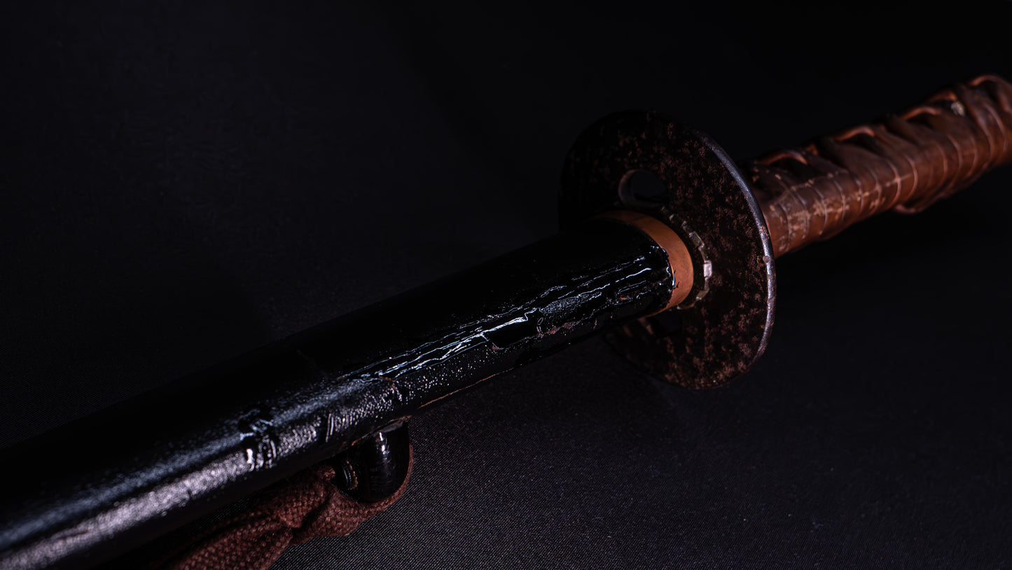 Épée japonaise antique Wakizashi Bo-hi avec Sori de 2 cm