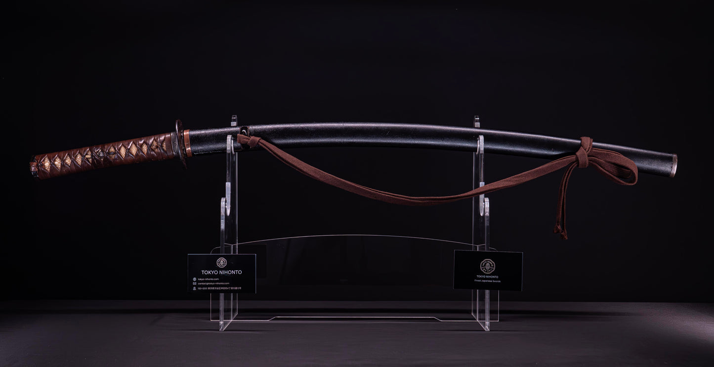 Épée japonaise antique Wakizashi Bo-hi avec Sori de 2 cm