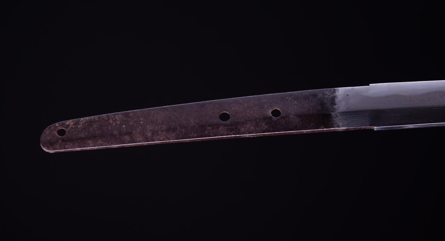 Antique Japanese Katana Sword with Iron Tsuba and Black Lacquered Mountings