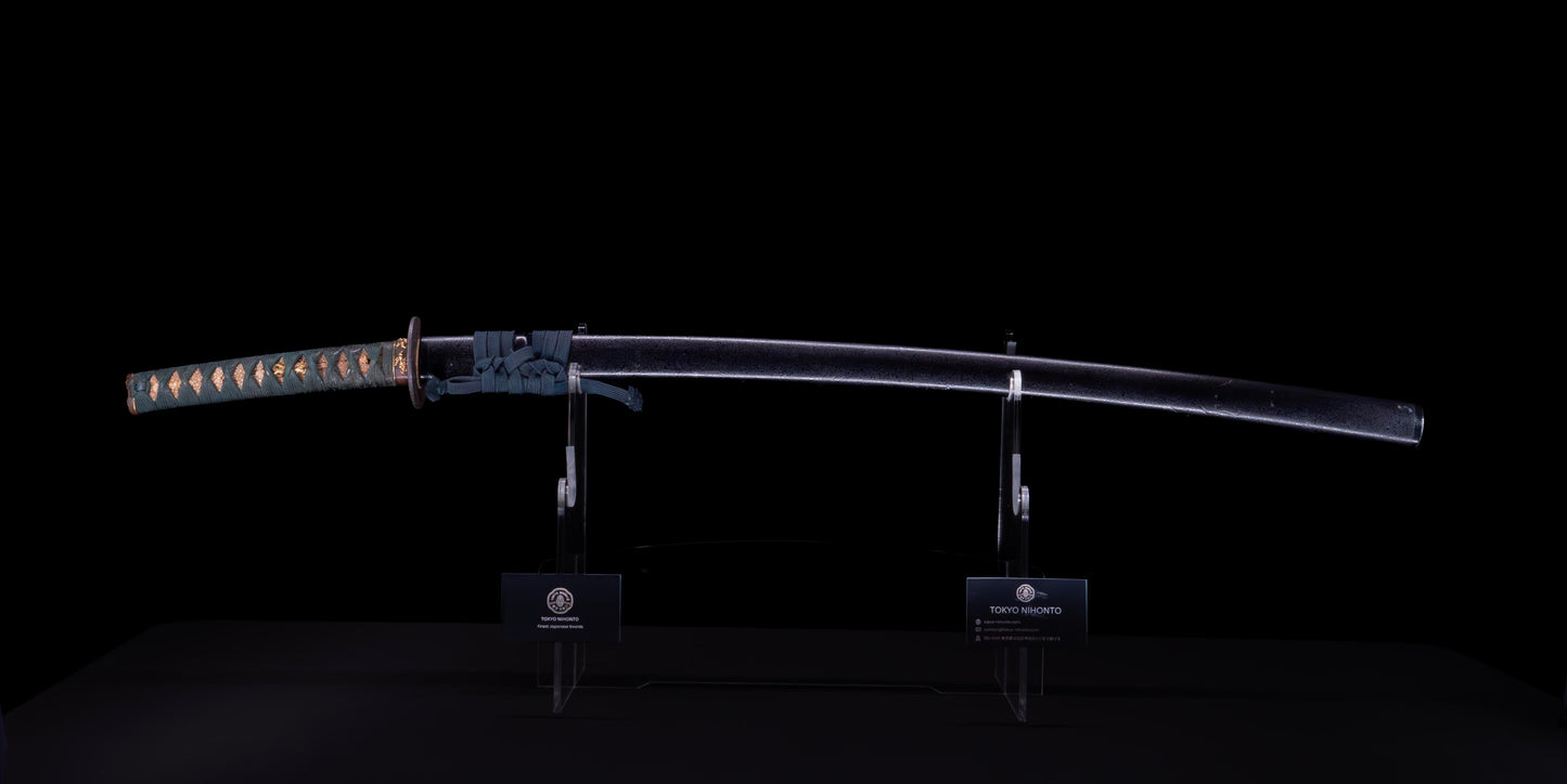 Épée Katana japonaise antique avec rainure laquée rouge