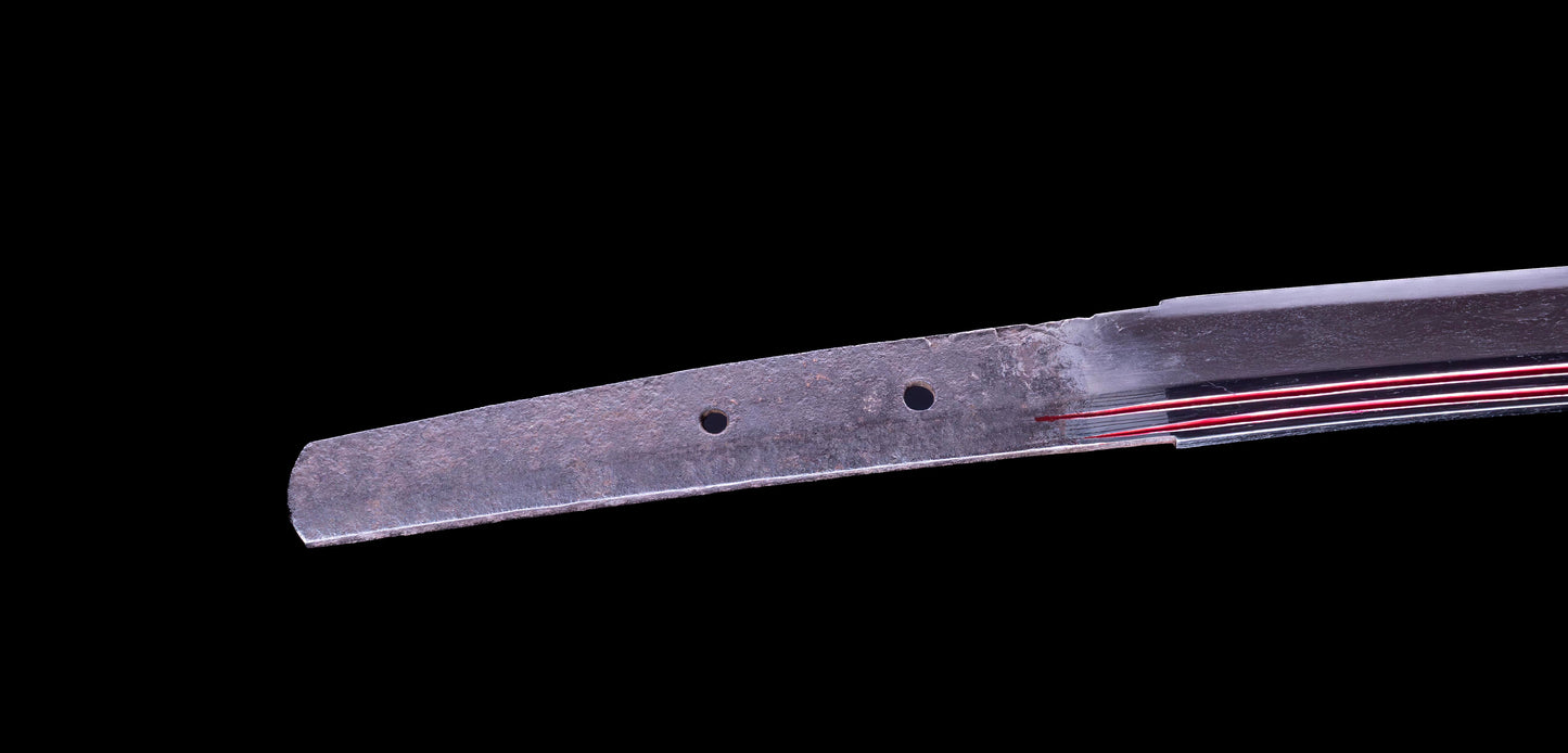 Épée Katana japonaise antique avec rainure laquée rouge