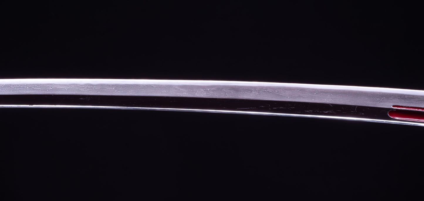 Épée Katana japonaise antique avec rainure laquée rouge