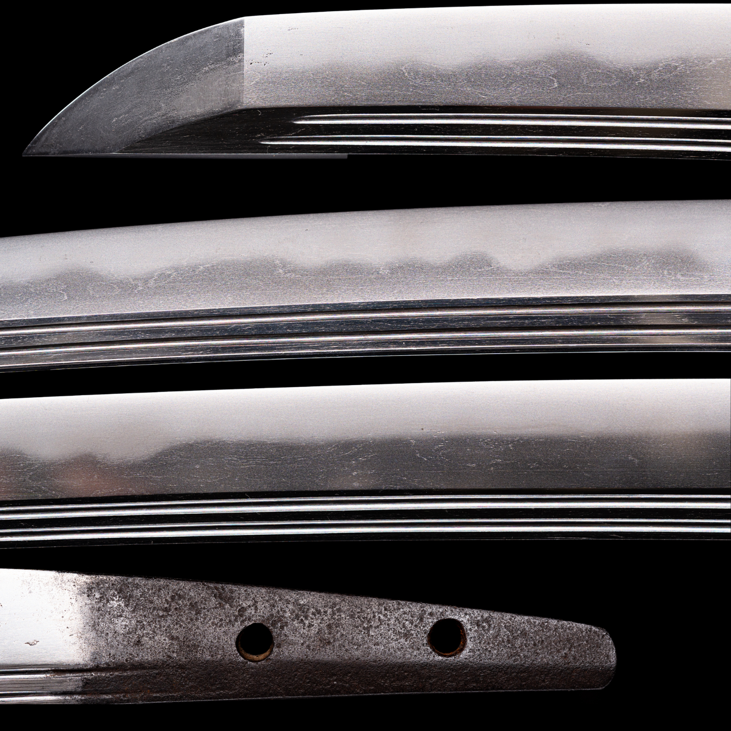Sabre Antique Japonais Wakizashi Toranba Hamon avec Kogatana & Tsuba en Shakudō