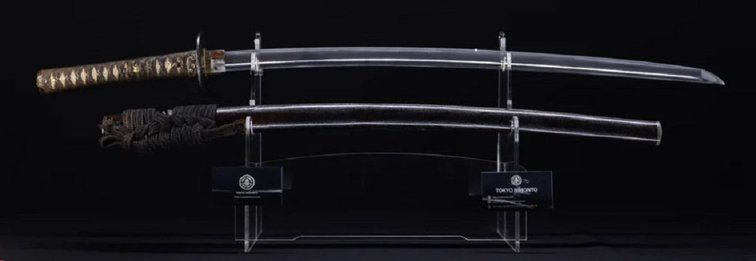 An authentic Muromachi-period katana on display by Tokyo-Nihonto.