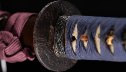 Antikes japanisches Schwert Katana, Edo-Periode, blauer und brauner Koshirae