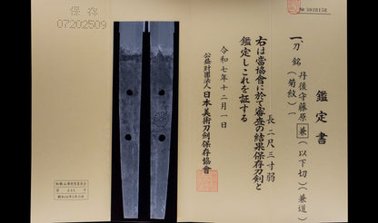 Antique Japanese Katana by Tango no Kami Fujiwara Kanemichi with Imperial Kikumon, Suguha Hamon and Gold-Inlaid Tsuba - NBTHK Hozon