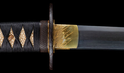 Antique Japanese Katana by Tango no Kami Fujiwara Kanemichi with Imperial Kikumon, Suguha Hamon and Gold-Inlaid Tsuba - NBTHK Hozon
