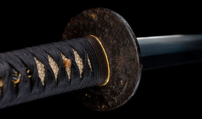 Antique Japanese Katana by Tango no Kami Fujiwara Kanemichi with Imperial Kikumon, Suguha Hamon and Gold-Inlaid Tsuba - NBTHK Hozon