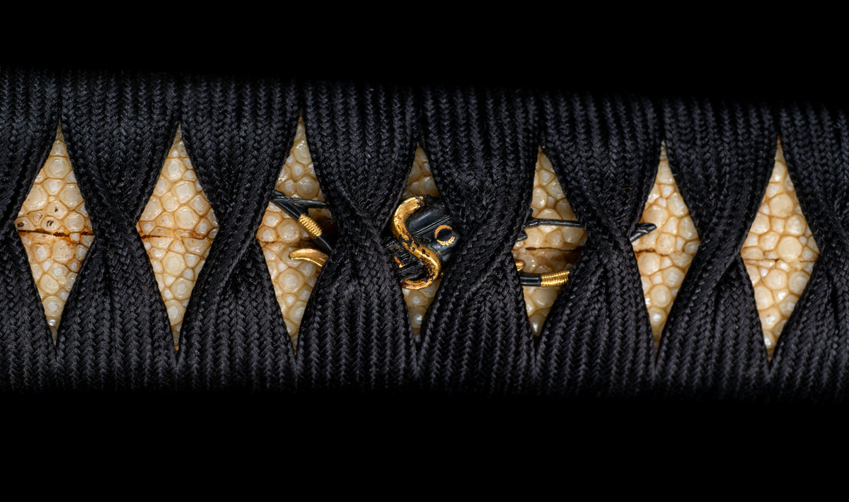 Antique Japanese Katana by Tango no Kami Fujiwara Kanemichi with Imperial Kikumon, Suguha Hamon and Gold-Inlaid Tsuba - NBTHK Hozon