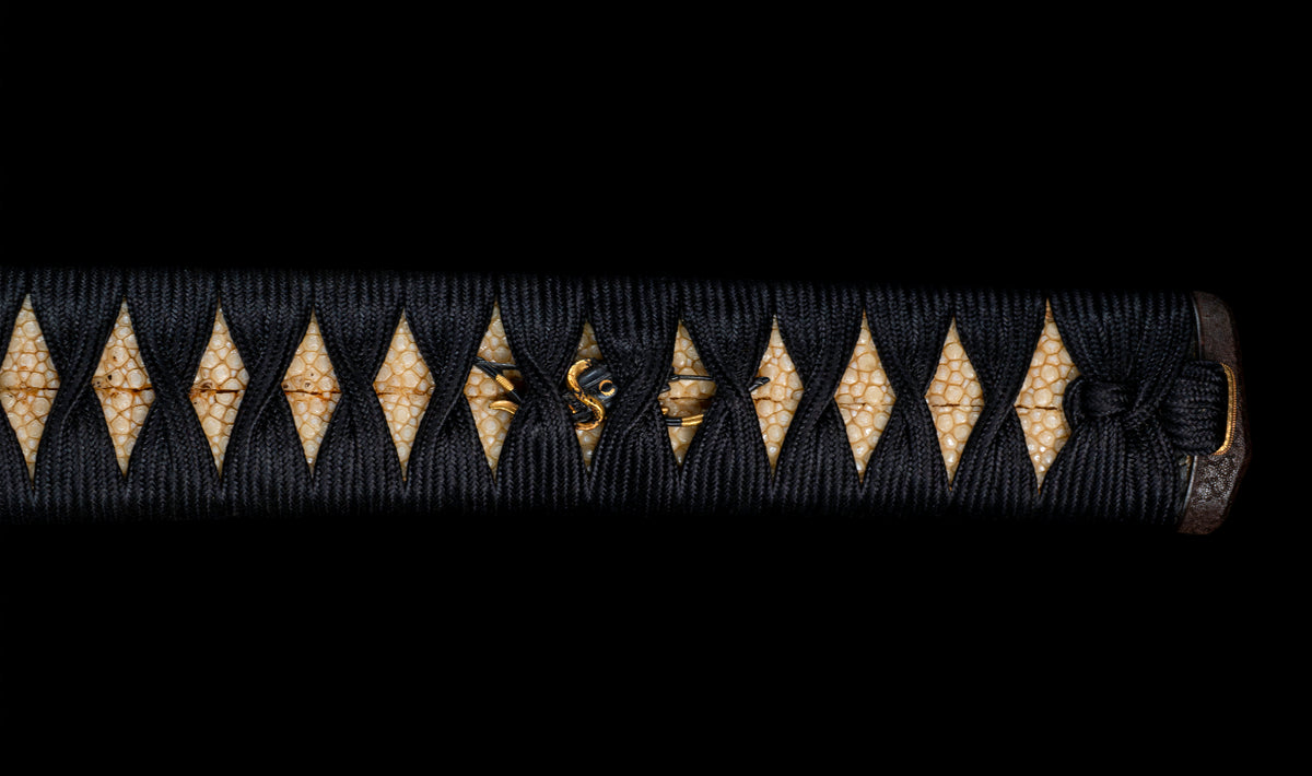 Antique Japanese Katana by Tango no Kami Fujiwara Kanemichi with Imperial Kikumon, Suguha Hamon and Gold-Inlaid Tsuba - NBTHK Hozon
