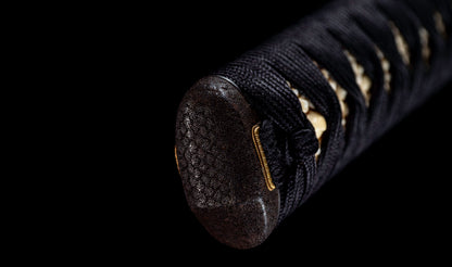 Antique Japanese Katana by Tango no Kami Fujiwara Kanemichi with Imperial Kikumon, Suguha Hamon and Gold-Inlaid Tsuba - NBTHK Hozon