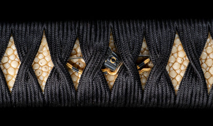 Antique Japanese Katana by Tango no Kami Fujiwara Kanemichi with Imperial Kikumon, Suguha Hamon and Gold-Inlaid Tsuba - NBTHK Hozon