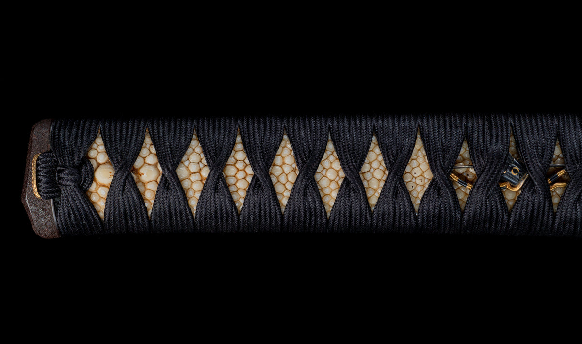 Antique Japanese Katana by Tango no Kami Fujiwara Kanemichi with Imperial Kikumon, Suguha Hamon and Gold-Inlaid Tsuba - NBTHK Hozon