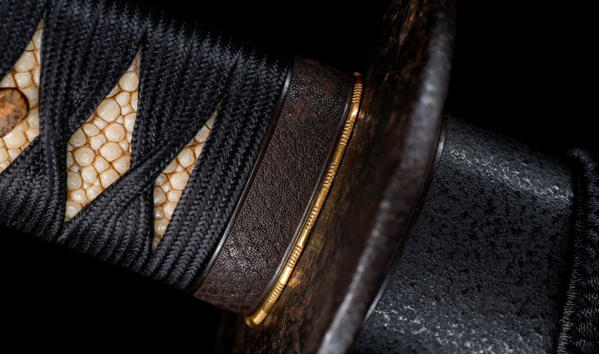 Antique Japanese Katana by Tango no Kami Fujiwara Kanemichi with Imperial Kikumon, Suguha Hamon and Gold-Inlaid Tsuba - NBTHK Hozon
