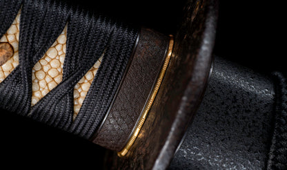 Antique Japanese Katana by Tango no Kami Fujiwara Kanemichi with Imperial Kikumon, Suguha Hamon and Gold-Inlaid Tsuba - NBTHK Hozon
