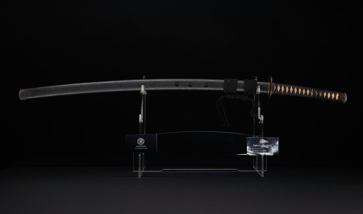 Antique Japanese Katana by Tango no Kami Fujiwara Kanemichi with Imperial Kikumon, Suguha Hamon and Gold-Inlaid Tsuba - NBTHK Hozon