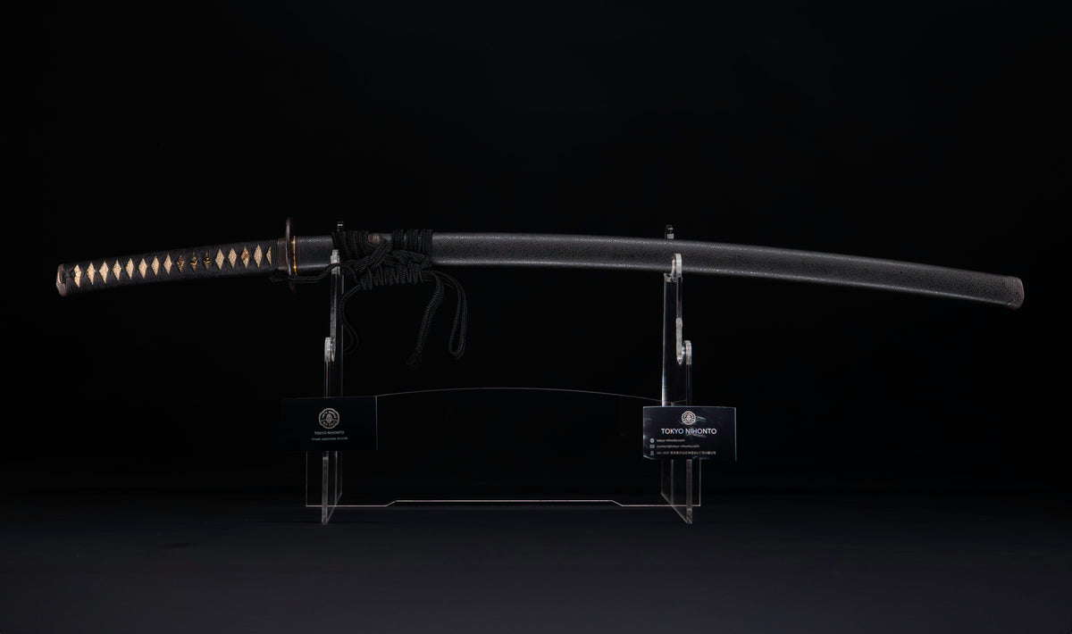 Antique Japanese Katana by Tango no Kami Fujiwara Kanemichi with Imperial Kikumon, Suguha Hamon and Gold-Inlaid Tsuba - NBTHK Hozon