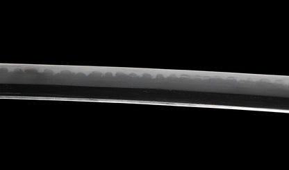 Antique Japanese Katana Sword with Regular Gunome Hamon, Higo Iron Fittings and Black Leather Tsukamaki