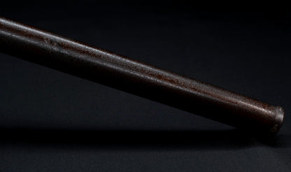 Antique Japanese Katana Sword with Regular Gunome Hamon, Higo Iron Fittings and Black Leather Tsukamaki