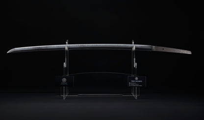 Antique Japanese Katana Sword with Regular Gunome Hamon, Higo Iron Fittings and Black Leather Tsukamaki