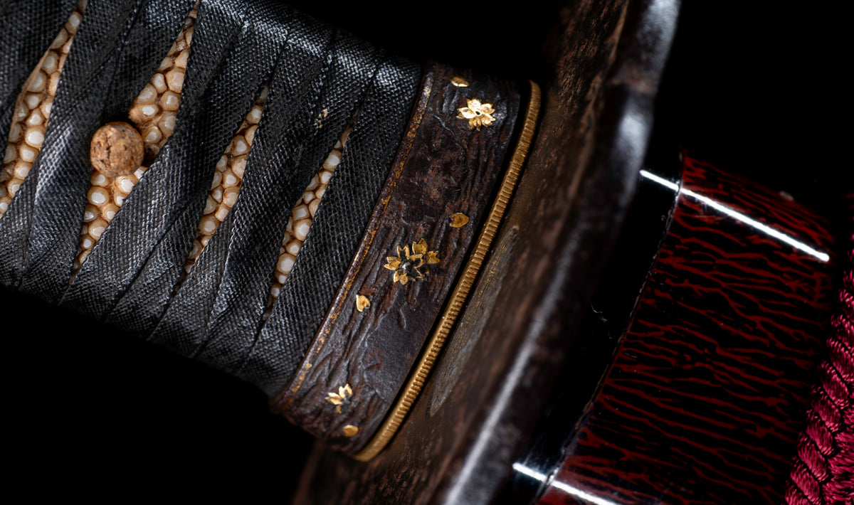 Antique Japanese Katana Sword by Kanabō Hayato no Jō Masazane with Gunome-Midare Hamon, Sakura Fittings and Red Lacquer Saya - NBTHK Hozon