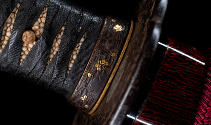 Antique Japanese Katana Sword by Kanabō Hayato no Jō Masazane with Gunome-Midare Hamon, Sakura Fittings and Red Lacquer Saya - NBTHK Hozon