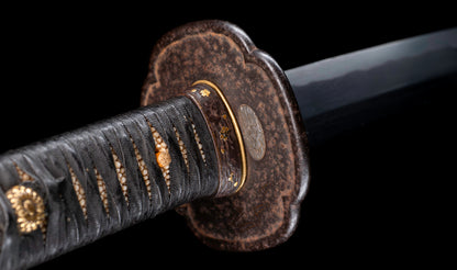 Antique Japanese Katana Sword by Kanabō Hayato no Jō Masazane with Gunome-Midare Hamon, Sakura Fittings and Red Lacquer Saya - NBTHK Hozon