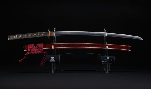 Antique Japanese Katana Sword by Kanabō Hayato no Jō Masazane with Gunome-Midare Hamon, Sakura Fittings and Red Lacquer Saya - NBTHK Hozon