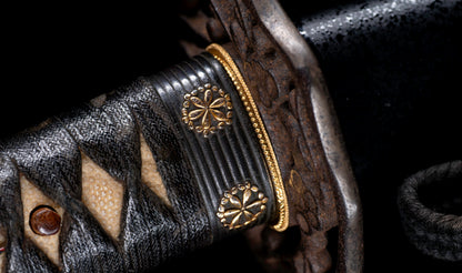Antique Japanese Katana Sword attributed to Kashū Ietsugu with Notare-Gunome Hamon and Plum Blossom Sukashi Tsuba - NBTHK Hozon