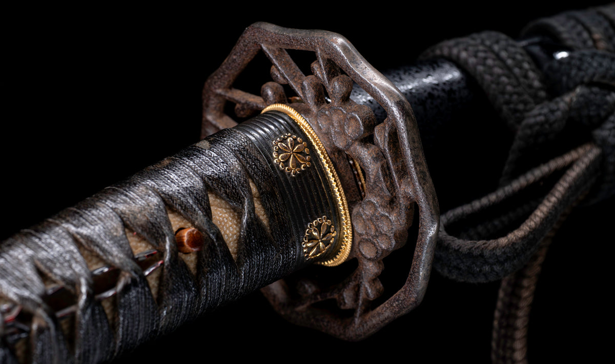 Antique Japanese Katana Sword attributed to Kashū Ietsugu with Notare-Gunome Hamon and Plum Blossom Sukashi Tsuba - NBTHK Hozon