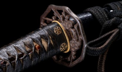 Antique Japanese Katana Sword attributed to Kashū Ietsugu with Notare-Gunome Hamon and Plum Blossom Sukashi Tsuba - NBTHK Hozon