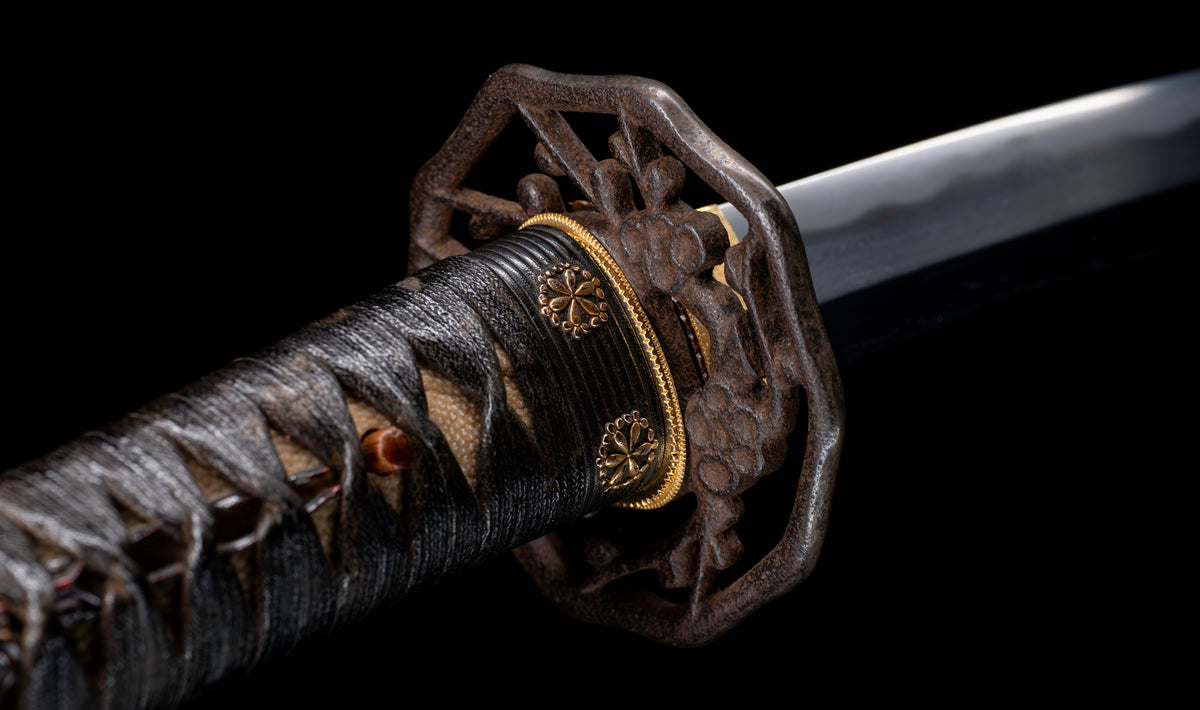 Antique Japanese Katana Sword attributed to Kashū Ietsugu with Notare-Gunome Hamon and Plum Blossom Sukashi Tsuba - NBTHK Hozon