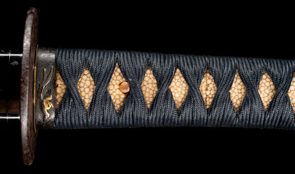 Antique Japanese Katana Sword with Hoso-Suguha Hamon, Phoenix Fuchi and Coin Menuki — Muromachi Period