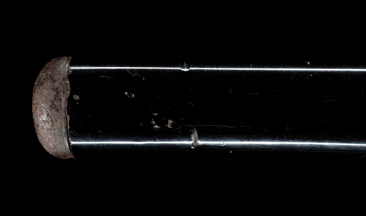 Antique Japanese Katana Sword with Hoso-Suguha Hamon, Phoenix Fuchi and Coin Menuki — Muromachi Period