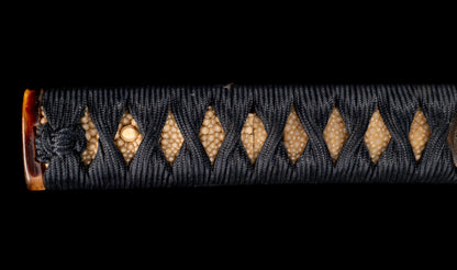 Antique Japanese Katana Sword with Hoso-Suguha Hamon, Phoenix Fuchi and Coin Menuki — Muromachi Period