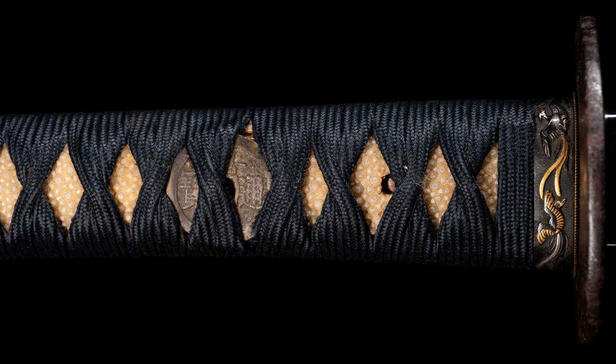 Antique Japanese Katana Sword with Hoso-Suguha Hamon, Phoenix Fuchi and Coin Menuki — Muromachi Period