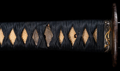 Antique Japanese Katana Sword with Hoso-Suguha Hamon, Phoenix Fuchi and Coin Menuki — Muromachi Period