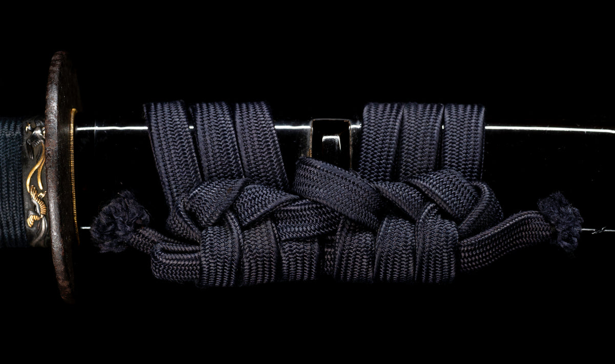 Antique Japanese Katana Sword with Hoso-Suguha Hamon, Phoenix Fuchi and Coin Menuki — Muromachi Period