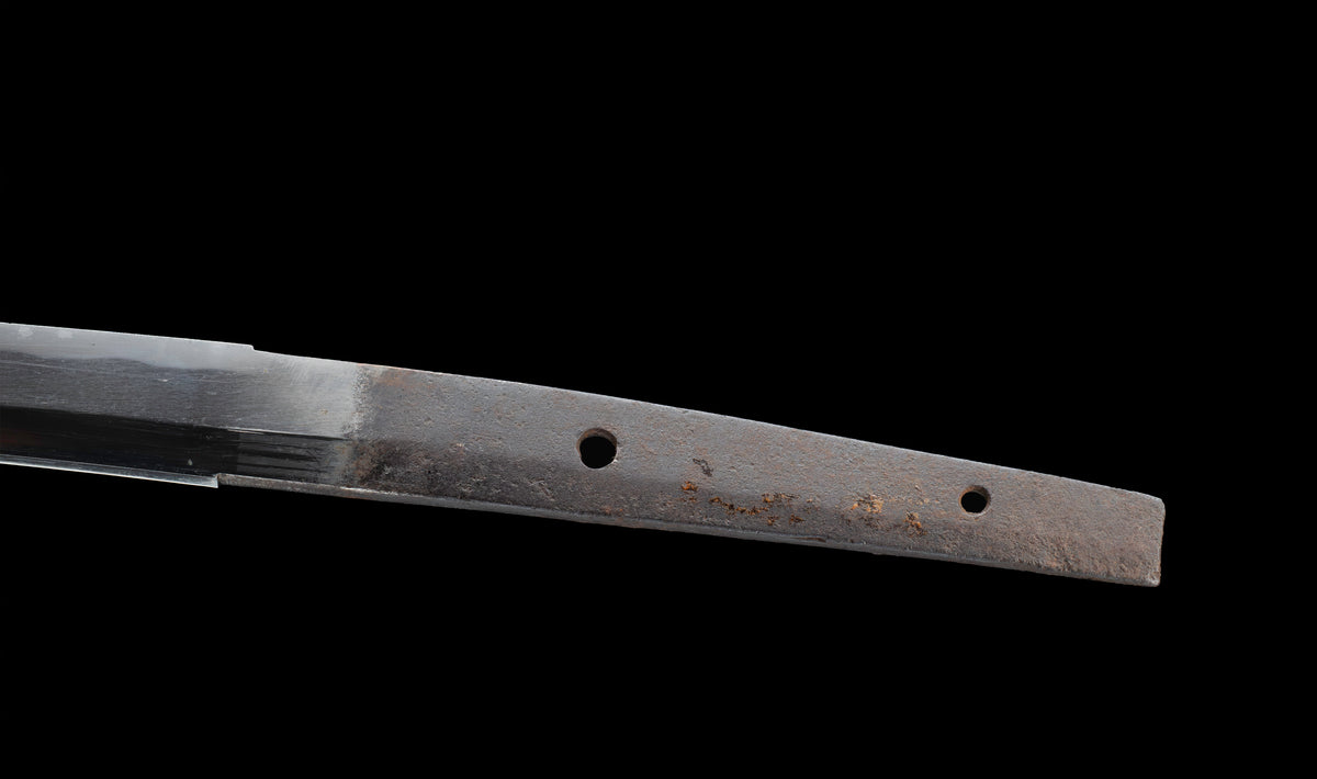 Antique Japanese Katana Sword with Hoso-Suguha Hamon, Phoenix Fuchi and Coin Menuki — Muromachi Period