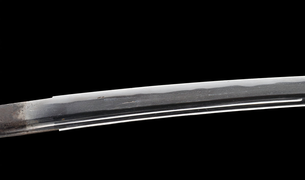 Antique Japanese Katana Sword with Hoso-Suguha Hamon, Phoenix Fuchi and Coin Menuki — Muromachi Period