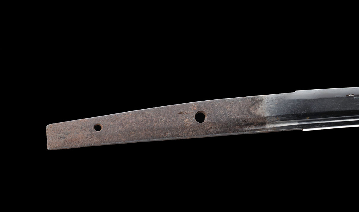 Antique Japanese Katana Sword with Hoso-Suguha Hamon, Phoenix Fuchi and Coin Menuki — Muromachi Period